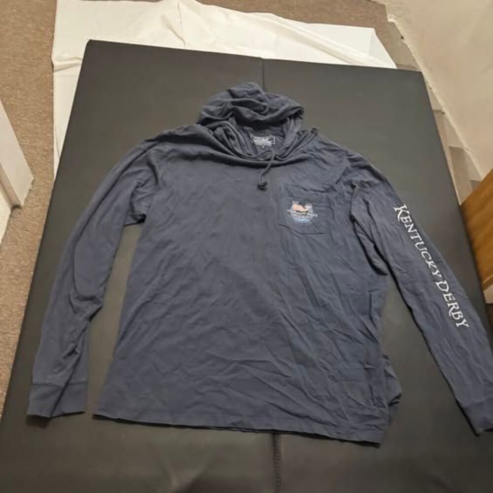 Vineyard Vines 145th Kentucky Derby Hooded Long Sleeve Tee, Navy, Large